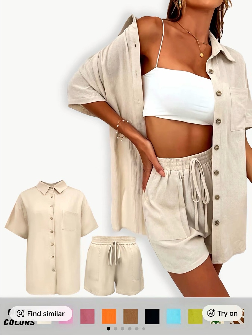 Women’s Casual Short Sleeve Button Front Two Piece Set